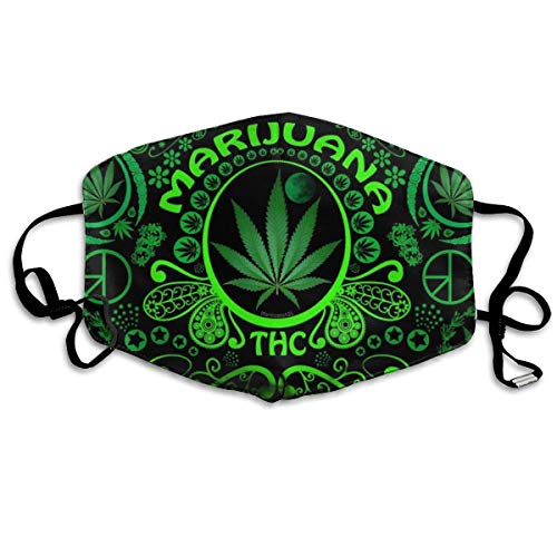 Preisvergleich Produktbild Frauen Männer Atmungsaktive Anti-Staub-Gesichts-Mund-Abdeckung Atemschutzmaske, Schutz gegen Verschmutzung Warme Winddichte Maske, grünes Marihuana-Blatt-Flaggen-Unkraut