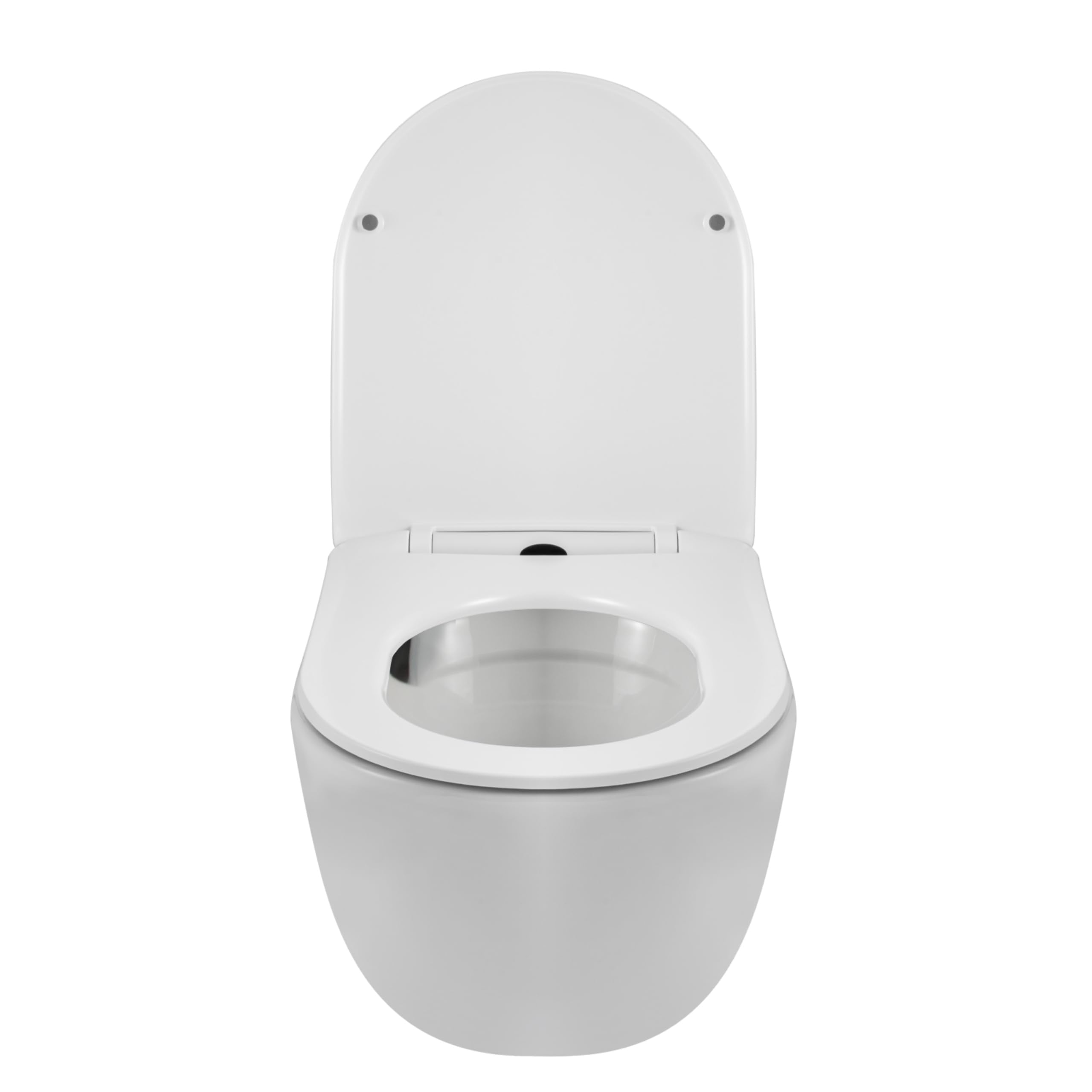 AquaUno WC sospeso senza bordo Tornado Flush 360° - Toilette Rimless bianca in ceramica sanitaria, pulsante di scarico silenzioso, sedile Duroplast Soft-Close & Quick-Release, incluso set di montaggio
