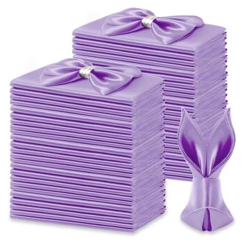 KKJIAF 50 Pack Lavender Square Satin Napkins 17x17 Inch Soft Smooth Cloth Napkins，Silky Table Napkin for Wedding Banquet Party Decoration Cover