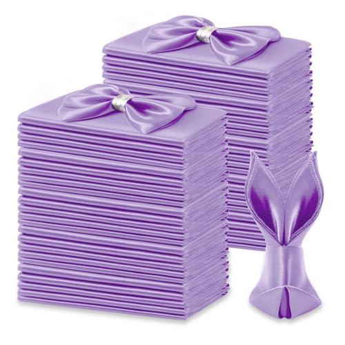 KKJIAF 50 Pack Lavender Square Satin Napkins 17x17 Inch Soft Smooth Cloth NapkinsSilky Table Napkin for Wedding Banquet Party Decoration