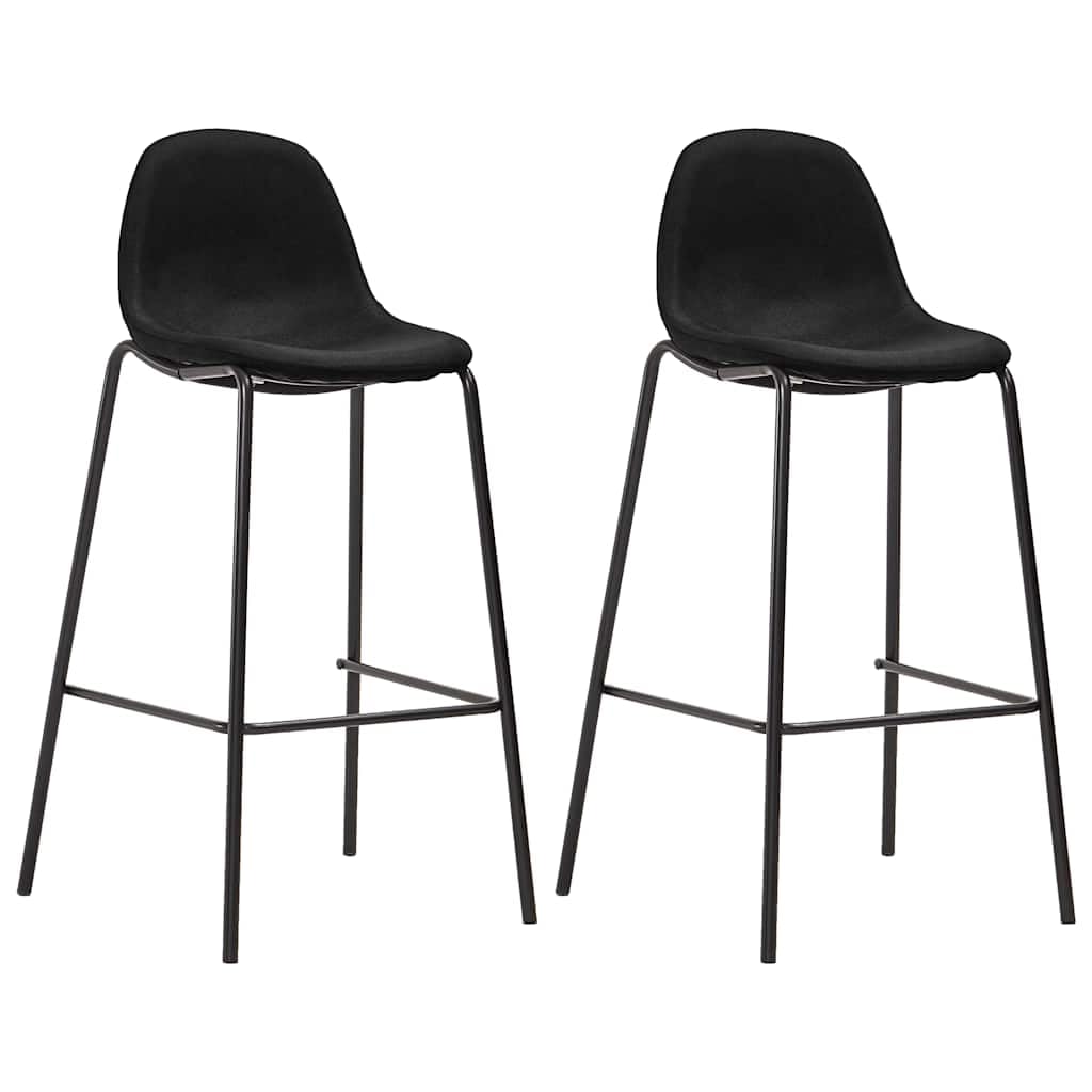 Ensemble de bar 3 pièces en tissu noir avec structure en acier revêtu par pulvérisation, plateau de table en MDF 60 x 60 x 111 cm, 2 chaises de bar avec assise ergonomique, peu encombrant