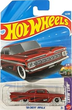 Hot Wheels 59 Chevy Impala [Red] Layin Low 2/5, 44/250, 164 Scale Diecast Toy Vehicle