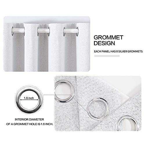 Image of MIULEE Linen Texture Curtains for Bedroom Solid 100% Blackout Thermal Insulated Grayish White Curtains Grommet Room Darkening Curtains /Drapes Decor for Living Room 52x120 Inch (2 Panels)