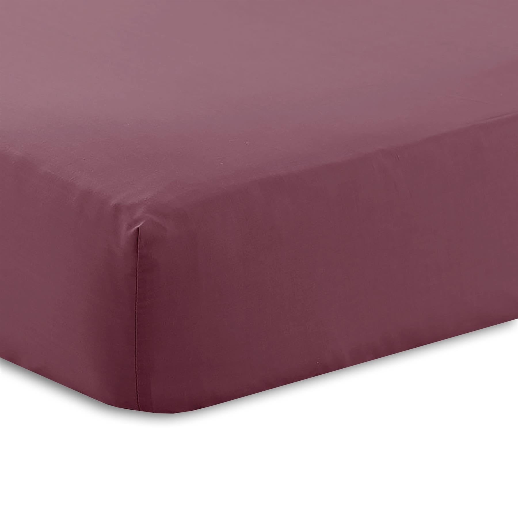 Kampala Hill Percale Single Fitted Sheet Extra Deep Bedding Plum