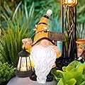 Maikall Rish Gnome Garden Statues with Solar Lights Outdoor Gnomes Sculpture Yard Patio Decor for Lawn Ornaments Gardening Gifts?Bee Gnome