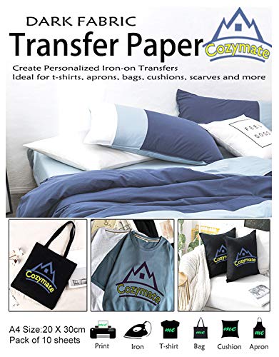 Printable Heat Transfer Paper Inkjet Printer Iron on HTV for Dark Fabric T-Shirts