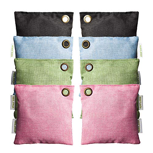 8-Packs Natural Activated Bamboo Charcoal Air Purifying Bags, Chemical-Free Home Closet Shoe Deodorizer