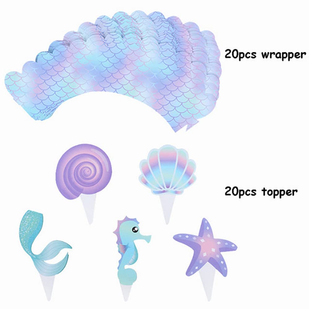Lot De 40 Décorations Pour Cupcakes En Forme De Sirène