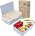 Produktbild VOKARALA Brotdose, Bento Box, Lunchbox, Brotzeitbox mit 3 Fächern und Besteck aus Kunststoff für Kinder und Erwachsene 1000ml Lunch Box mit Unterteilung mikrowellen und Spülmaschinenfest