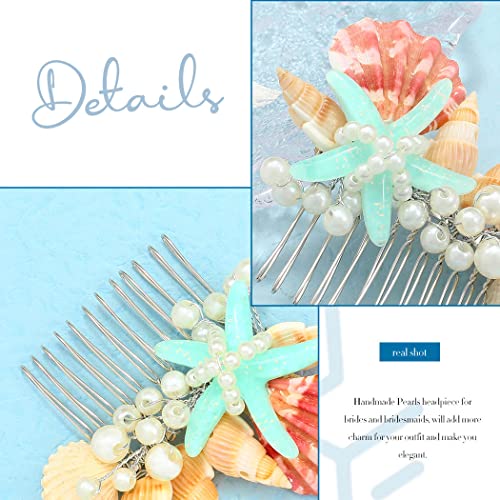 Jeairts Starfish Hair Comb Silver Shell Pearl Headpiece Conch Beach Hair Pieces Star Hair Accessories For Women And Girls #TOP5