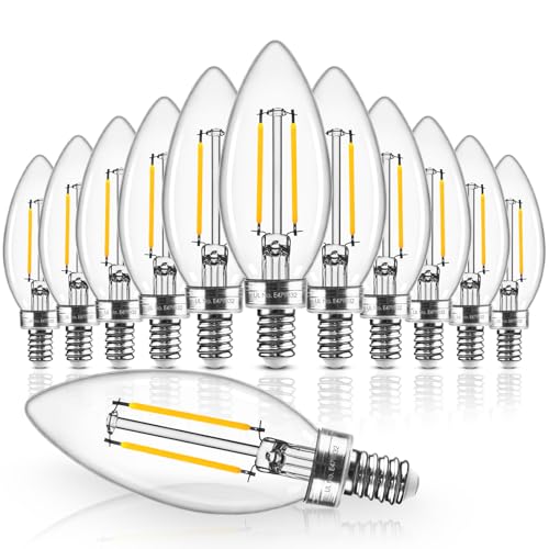 Hizashi E12 Candelabra Bulb 60 watt Equivalent, Dimmable Chandelier LED Light Bulbs Soft White 3000K, 90+CRI 6W 550LM B10 LED Candle Bulb, Candelabra Base, UL Listed, 12 Pack 60w 3000k 12 Pa
