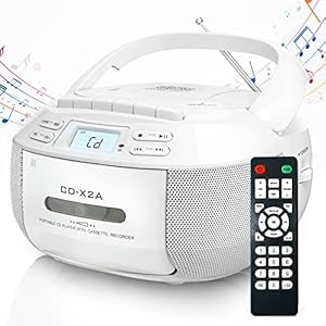 Greadio CD Player Boombox Cassette Player Combo with Bluetooth,AM/FM Radio,Stereo Sound with Remote Control,AUX/USB…