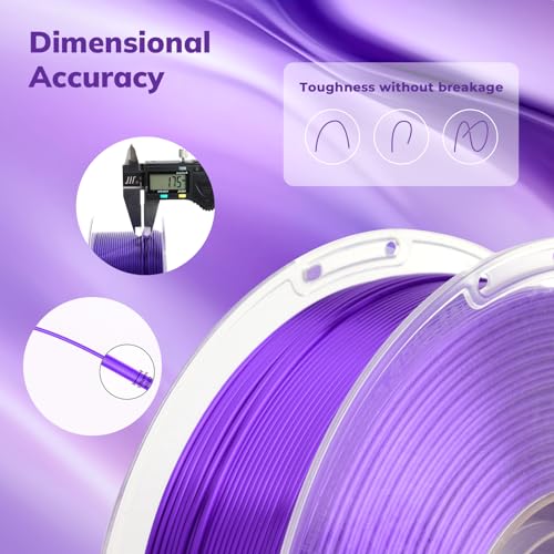 Image of AMOLEN Silk PLA 3D Printer Filament, Shiny Silk Purple PLA Filament 1.75mm, 3D Printing PLA Filament for Most FDM 3D Printer, 1kg Spool(2.2lbs)