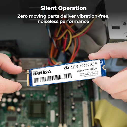 Image of Zebronics 512GB M.2 NVMe SSD, 2280 Form Factor, 2200MB /s Read & 1600MB /s Write, Faster Than SATA SSD, High Performance Storage, Low Power Consumption, Silent Operation, S.M.A.R.T Support (MN52A)