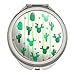 Cute Cactus with Flowers Pattern Compact Travel Purse Handbag Makeup Mirror