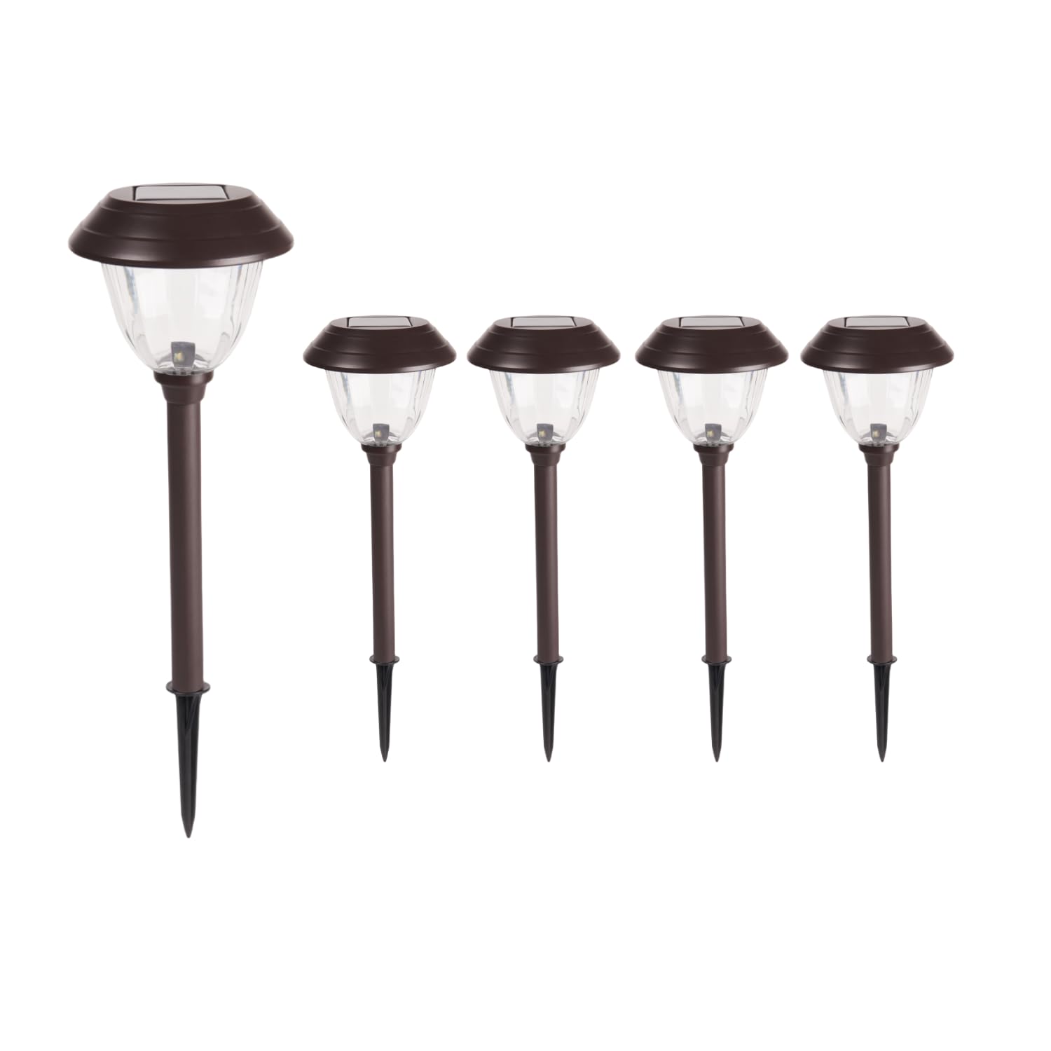 Landscape Lighting Solar Tall Metal and Glass Path Lights Solar Powered with Waterproof for Garden Pathway Driveway Yard
