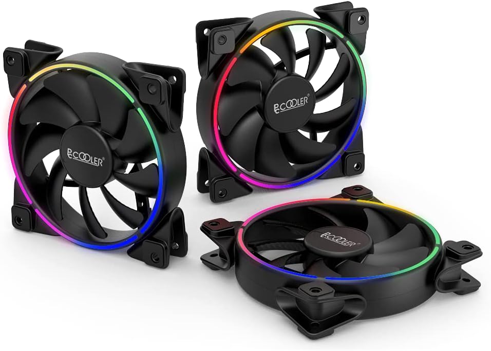 PCCOOLER 3-in-1 ARGB Cooling Fans KIT with Controller for Desktop Computers, 4.92 inches, 2000 rpm, 29.1 decibels
