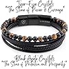 LIVLOKO LONDON Mens Bracelet Leather Black Multi-Layer Tiger Eye Stone Beads Magnetic Adjutable Steel Clasp Viking Rope Bands Surfer Man Wristband Male UK Jewellery Gift box Husband Boyfriend Dad Son #1