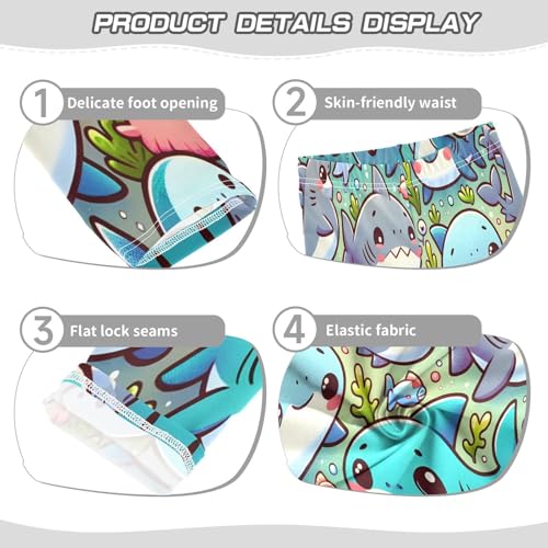 Bolaz Toddler Girls Leggings Printed Yoga Pants Leggings Blue Grey Whale for Kids3