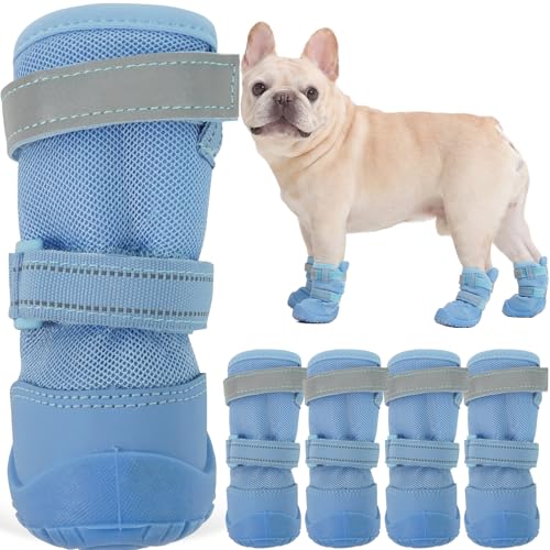 Image of ROZKITCH Dog Shoes for Dogs, Lightweight Booties for Dogs, Anti-Slip Dog Boots & Paw Protectors for Hot Pavement Foot Protection Hiking Beach Outdoor Activities with Reflective Straps Blue 2#