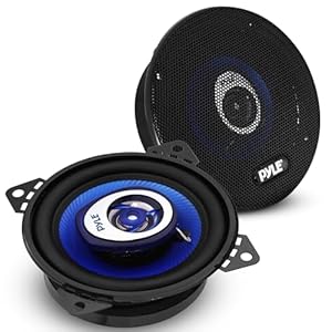 Pyle 4″ Car Sound Speaker (Pair) – Upgraded Blue Poly Injection Cone 2-Way 180 Watt Peak w/ Non-fatiguing Butyl Rubber Surround 110 – 20Khz Frequency Response 4 Ohm & 3/4″ ASV Voice Coil – PL42BL