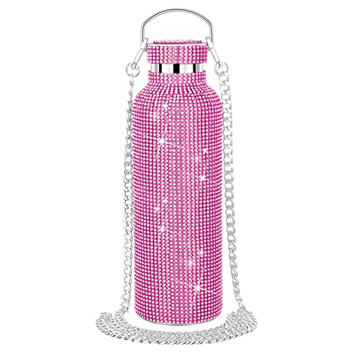 Image of Fiorky 350ml/500ml/750ml Diamond Thermos Bottle with Chain Water Bottle Diamond Vacuum Flask Sforkling Glitter Thermos Bottles for Women Refillable High-end Insulated Bottle Stainless
