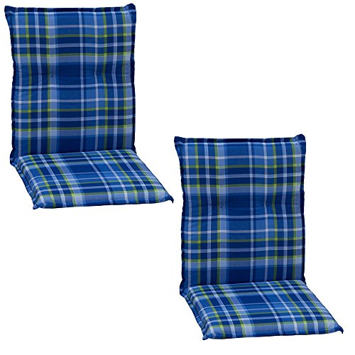 beo Barcelona NL B120 Low-Backed Chair Cushion with Flange for Low-Backed Chair, Approx. 48 x 98 cm, 5 cm Thick, Pack of 2, Blue