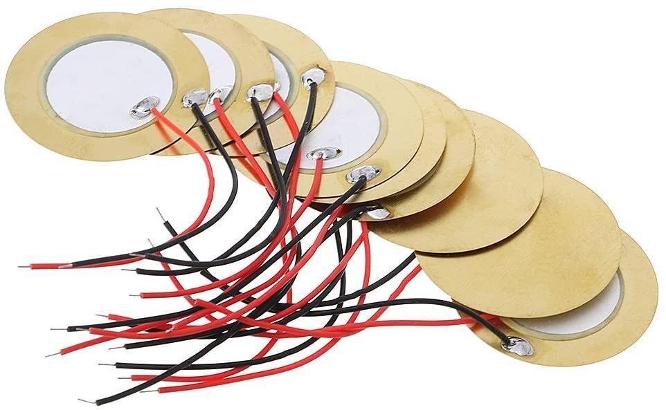 Generic 10 pcs 35 mm Piezo Elements Buzzer Sounder Sensor Trigger Drum Disc+ Wire Copper, ???? As Shown