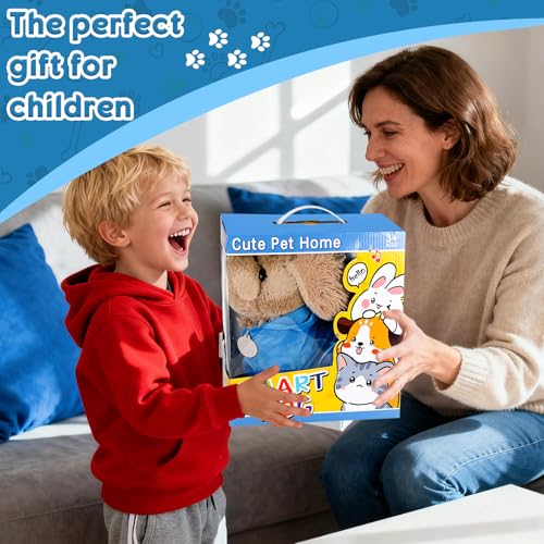 GuKKK Hund Spielzeug Kinder Mit Leine Der Läuft, und Bellt Spielzeug, Kinder Interaktives Spielzeug Hund, Elektronische Haustiere mit Funktion, für 3-6 Jahre Alte Mädchen Jungen Geschenkideen(Grau)