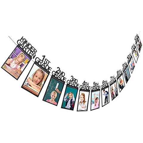 YJYDADA Child Graduation Gift Decorations kindergarten-12 Grade Photo Banner Wall (Black) Cover