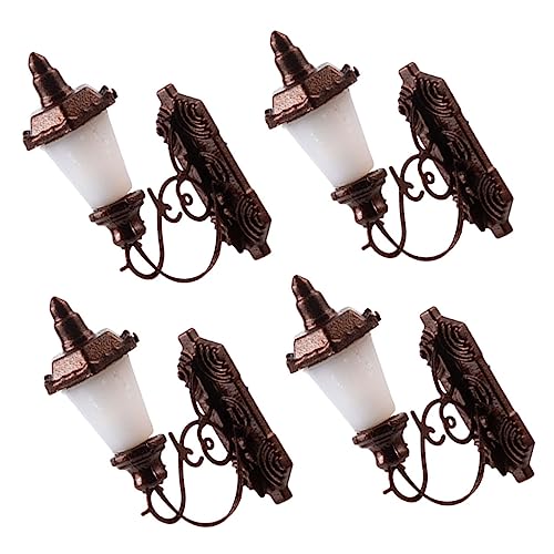 Holibanna 4Pcs Mini Luminous Wall Lamp Decorative Tiny Wall Lights for DIY Sand Table Models Compact Warm Glow Safe Material for Mini House Decor