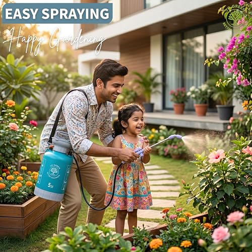 Image of Yo Green 5L Pressure Sprayer - Super Pump Spray Bottle for Gardening, Lawn & Indoor Plants, Adjustable Mist /Jet Nozzle, Durable Hand Compression Watering Can