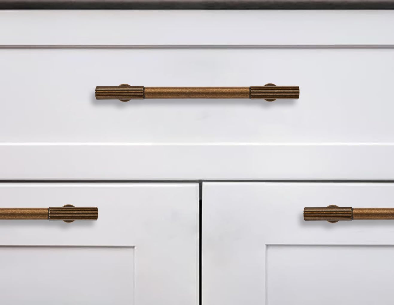 KHTUMEWARE-KH302 Antique Brass Cabinet Pulls CTC 3-1/2 in (89 mm) 10-Pack in Antique Brass — KHTUMEWARE