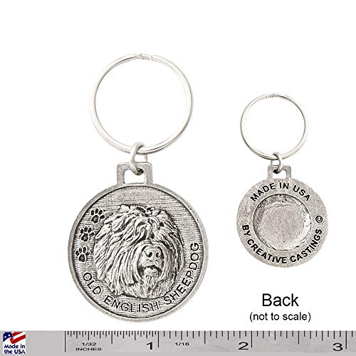 Old English Sheepdog Keychain, Dog, Pewter, D132KC, 1 1/2", 100% Handmade in the USA, Pet, Tag, Metal, Keychain, Key Chain, Key Ring, Key Fob, Gift, Over 90 Dog Keychains2