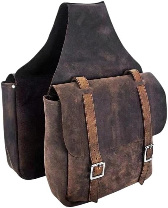 Premium Western Leather Saddle Bag for Horse Carrier Equestrian Western Antique Horse Saddle Bag Size- Medium. Model-N0-32