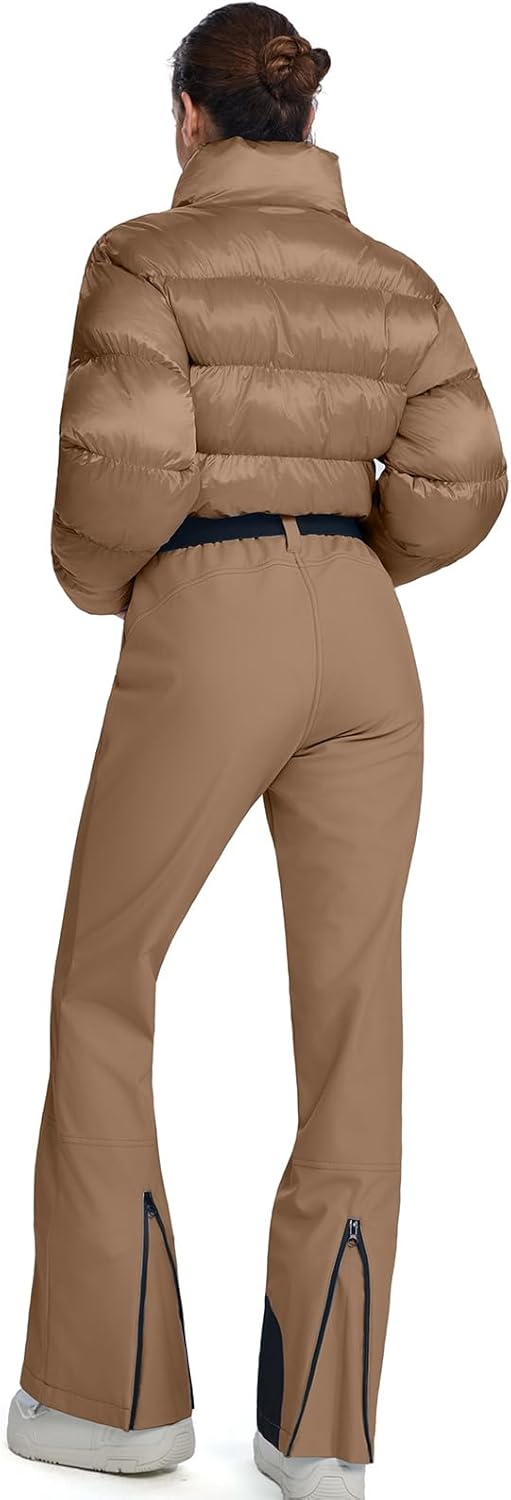 RIUIYELE Women's One Piece Ski Suit Slim Fit Snowsuits Jumpsuits Waterproof Winter Snowboarding Snow Suits