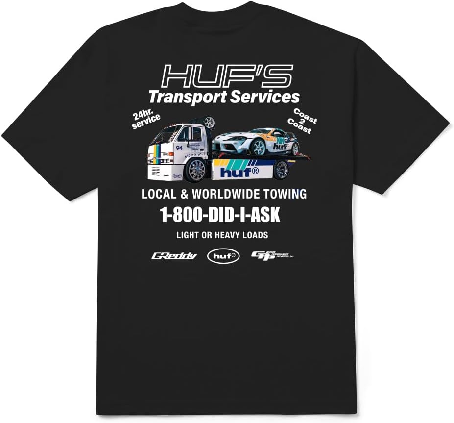 HUF X GReddy Tow T-Shirt – JDM-Inspired Graphic Tee for Men, 100% Cotton, Comfortable Streetwear Fit