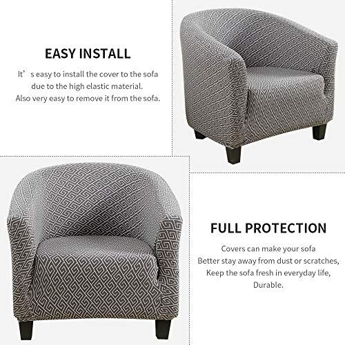 Image of SearchI Club Chair Slipcover Stretch Barrel Chair Covers Printed Tub Chair Slipcovers Soft Spandex Armchair Sofa Cover Removable Couch Furniture Protector Arm Chair Cover for Living Room(Gray3)