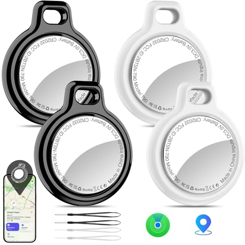 4-Pack MFi Certified Tracker Compatible with Apple Find My – IP67 Waterproof Bluetooth Item Locator with 100dB Alarm, Replaceable Battery for Keys, Pets, Luggage | Works with iPhone/iPad (iOS Only)