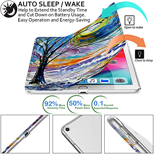 Image of DuraSafe Cases for iPad PRO 12.9 Inch 1st [ Pro 12.9 1 Generation 2015 ] A1652 A1584 ML3Q2HN /A ML3N2HN /A ML3K2HN /A ML0H2HN /A Trifold Printed PC Lightweight Protective Clear Back Cover - Color Emblem