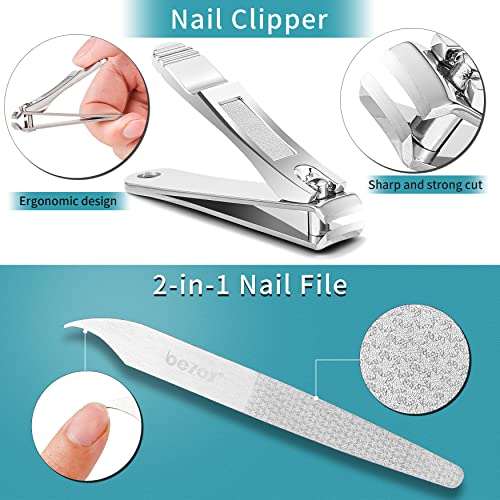 BEZOX 8pcs Professional Nail Clipper Kit,Stainless Steel Nail Cutter Manicure sets for women & men, Ultra Sharp nail tools, Practical and Durable Pedicure kit for Travel & Home - Image 5