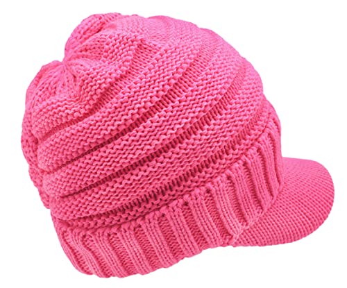 Image of C.C Trendy Warm Oversized Chunky Soft Oversized Ribbed Slouchy Knit Hat with Visor Brim