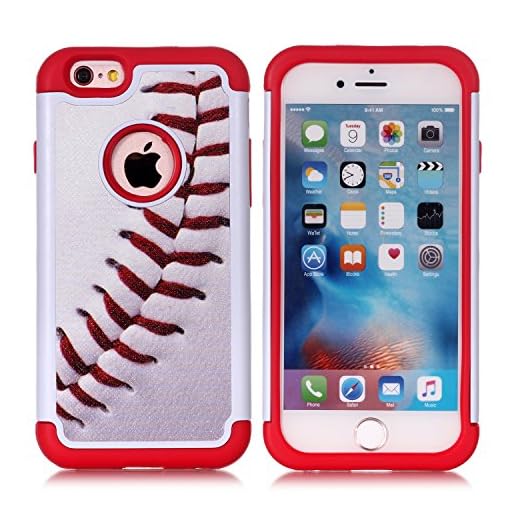 Sunshine - Tech iPhone 6S Case,iPhone 6 Case - Baseball Sports Pattern Shock-Absorption Hard PC and Inner Silicone Hybrid Dual Layer Armor Defender Protective Case Cover for Apple iPhone 6 iPhone 6S