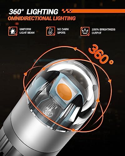 Image of SEALIGHT 194 LED Bulb 2700K Amber, License Plate Light, Dome Light, T10 168 2825 W5W 3030 Bright Chips Wedge for Replacement Light Bulb, Map Trunk Door Courtesy Dash LED Light Bulb,Pack of 2