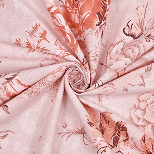 Image of LINENWALAS Cotton Curtains Set of 2, Canvas Window Curtains for Home Decor, Hangs Elegantly with Back Loops (4.5ft x 5 ft,) Pink Rose