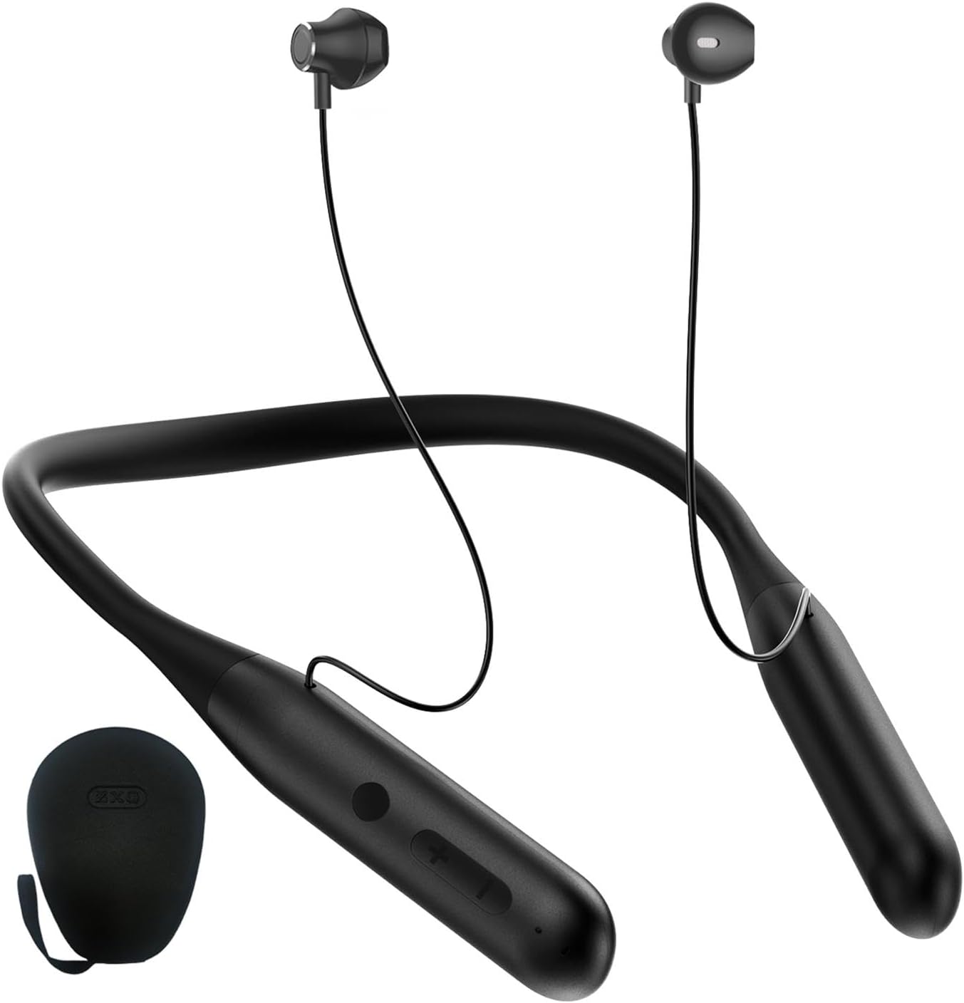 Wireless Bluetooth Neckband Headphones 100 Hours Long Playtime,Around The Neck Bluetooth Earbuds with Microphone,Waterproof Sport Earphone,Over The Neck Headset with Storage Travel Case(Black)