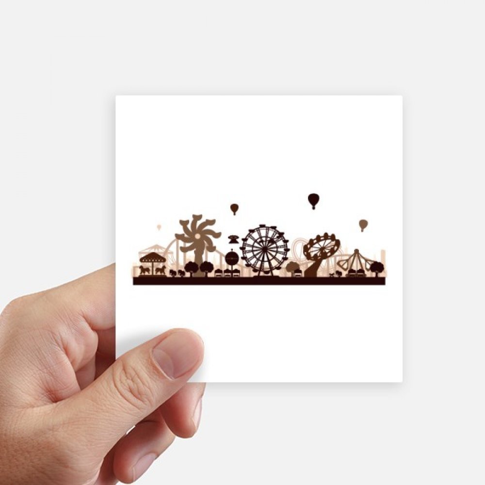 Autocollant carré silhouette parc d'attractions noir 10cm lot de 8 de DIYthinker