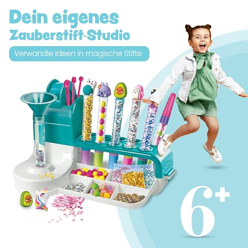Clementoni Idea Stift-Atelier mit über 50 Accessoires - DIY Stifte-Set mit über 50 Accessoires - Bastelset zum Stifte selber machen, Kreativspielzeug & Geschenk-Set für Kinder ab 6 Jahren, 59415
