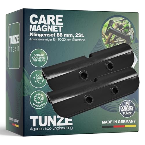 TUNZE Kunststoffklingen 86mm I 2 Ersatzklingen für TUNZE Care Magnet I abgerundete Klingen für Aquarienreiniger I schlanker Scheibenreiniger mit stark minimierter Kratzgefahr I Aquariumglas-Reiniger