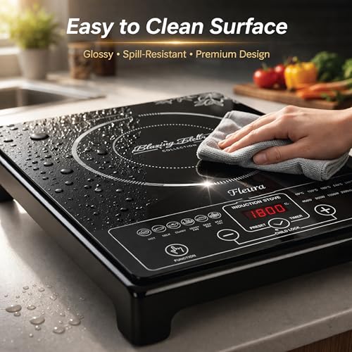 Image of CELLO Blazing Fleura Induction Cooktop Stove 2000 Watts Black | Compact & Portable, Strong & Effiecient Heating Power, 3 Preset Menu, Quick Cooking with Different Tempreature Modes | 1 Year Warranty
